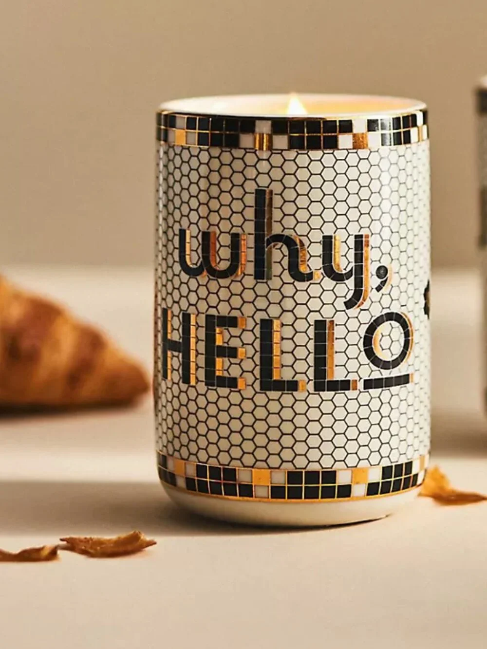 Bistro Tile 24k Gold Accent Gourmand Caramel Café Ceramic Candle  - Why Hello
